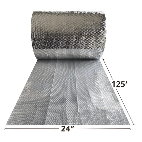 Reflective Bubble Insulation Roll 24 Inch By 125 Foot One Sided Foil Thermal Barrier For Windows Keep Cool In Summer And Stay Warm In Winter Radiant Heat Shield USA Made