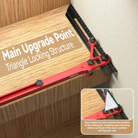 Slick Adjustable Master Woodworking Stair Tread Jig And Heavy Duty Template System With Upgraded Locking Mechanism for setup accuracy on wood.