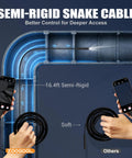 1920P HD Endoscope Camera With Light For Tight Spaces, Ultra Slim 8.5mm Borescope For Pipes, Engines, Walls And Tiny Crevices, Clear View, Handy Illumination, Pro Grade Inspection Tool showing semi-rigid snake cable and phone display