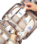 Travel Toiletry Bag For Women, Hanging Organizer For Travel Size Shampoos, Conditioners, Makeup Brushes, Open Displayed