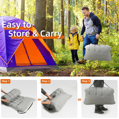 Portable Camping Cot With Thick Mattress, Extra Wide Design, Supports Up To 600 Lbs, Foldable, outdoor setup, tent in background