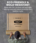 Eco-friendly Pro Grade Cork Foam Floor Underlayment Roll With 250 Square Feet Of Coverage and Built In Vapor Shield laid out.