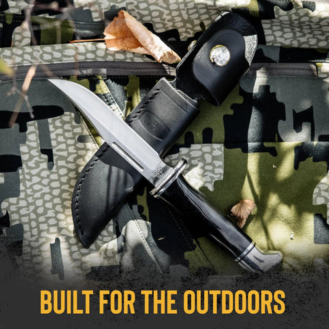 Brahma Hunting Knife 4-1/2 Inch Clip Point Fixed Blade Full Tang 420HC Stainless Steel With Phenolic Handle Sheath Included USA