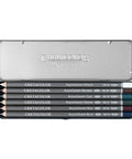 Water-Soluble Graphite Pencils Set With Aquarelle Finish, Six HB Pencils In White, Brown, Teal, Green, Red, And Blue