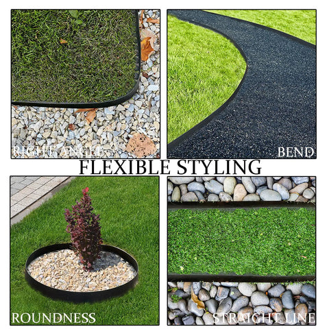 No Dig Landscape Edging Kit 33FT Long 4IN Tall Black HDPE Border With 50 Stakes Flexible Tool Free Ideal For Garden Beds Flower Borders