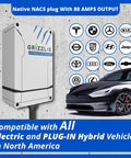 Heavy Duty Level Two Electric Vehicle Charger With A Badass Eighty Amp And Nineteen Point Two Kilowatt Rating Featuring Smart Wireless Connectivity indoors or outdoors, with car and logo icons.