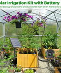 3W Solar Drip Irrigation System With Digital Programmable Smart Watering Kit And 2200mAh Battery in greenhouse setup