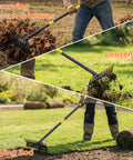 77 Inch Adjustable Bow Rake With Metal Head And 1.1 Inch Thick Stainless Steel Handle used for yard work tasks