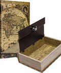 Antique Map Book Safe With Key Lock And Hidden Diversion Magnetic Closure Stash Ready Steel Compartment for valuables