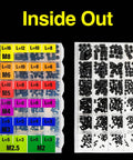 707 Piece Internal Hex Drive Cup Point Set Screw Kit With 24 Metric Sizes M2 Through M8 in a clear organized case