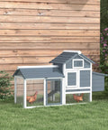 59 Inch Wooden Chicken Coop With Nesting Box And Removable Tray For Outdoor Backyard Use, Two Doors, Durable Fir Wood Hen House In White Finish