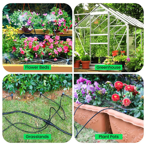 230 Foot Quick Connect Drip Irrigation Kit with Fast Lock Tubing and Nozzles for Flower Beds, Greenhouse, Grasslands, Plant Pots