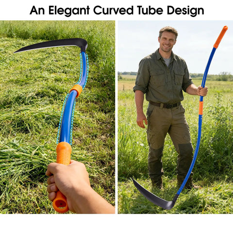 20 Inch Sickle Tool With Curved Stainless Steel Pole, Adjustable Dual Hand Grip, and Pro Grade Blade for landscaping gear