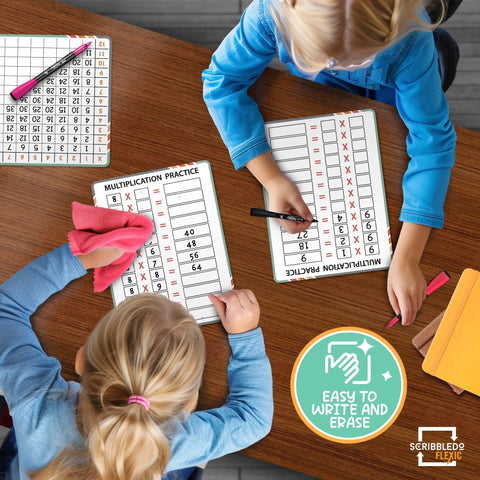 Children using Flexible Dry Erase Whiteboards For Multiplication Practice 9 By 12 Inches Pack Of 10 Sheets Durable Lightweight Portable