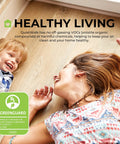 Healthy living with QuietWalk. Family enjoying safe, chemical-free space on laminate flooring.