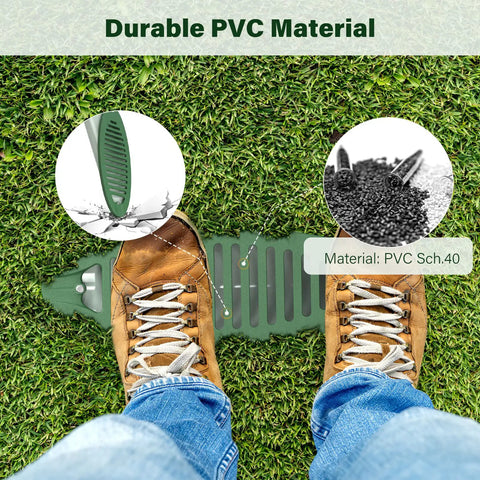 Green 4 Inch Angled Yard Drain Grate For Sump Pump Discharge And Downspout Extensions Yard Drain Emitter shown on grass