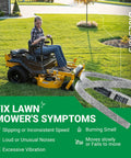 Aramid Cord Heavy-Duty Drive Belt For Hustler Raptor SD Zero-Turn Mowers next to a person mowing lawn