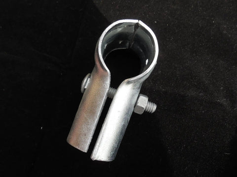 End Rail Tee Clamp Set One And Three Eighths Inch By One And Three Eighths Inch Galvanized Steel With Nut And Carriage Bolt Tough As Nails Heavy Duty Weatherproof Pack Of 10 For Pet Kennel Repair Or DIY Kennel Fence Construction close-up