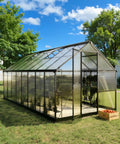 8x16 Ft Aluminum Walk-In Greenhouse With Polycarbonate Panels, No-Fuss Quick-Setup System and Roof Vent in a garden