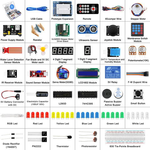 Noob Friendly Arduino Starter Kit For R3 Mega2560 Mega328 Nano With Step By Step Tutorial, Learn Electronics Fast With Motors