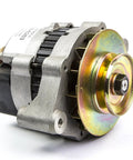 Rugged Marine Alternator engineered to handle heavy loads with gold pulley and silver housing for saltwater cruising reliability.