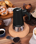 Stainless Steel Stovetop Espresso Maker Moka Pot With Matte Black Finish 10 Cup For Barista Quality Italian Coffee At Home Great