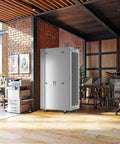 Heavy Duty 42U Server Cabinet With Smooth Rolling Casters Locking Door in modern office setting, size 24x35x84 inches.