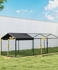Large Outdoor Metal Chicken Coop Run With Weatherproof Anti UV Cover 10 Ft Long By 3.3 Ft Wide By 3.3 Ft High in backyard