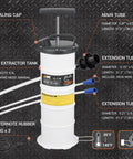 Ditch The Grease Monkey Grind With This 6.5L Manual Oil Extractor Pump Fluid Evacuator showing capacity, main and extension tubes.