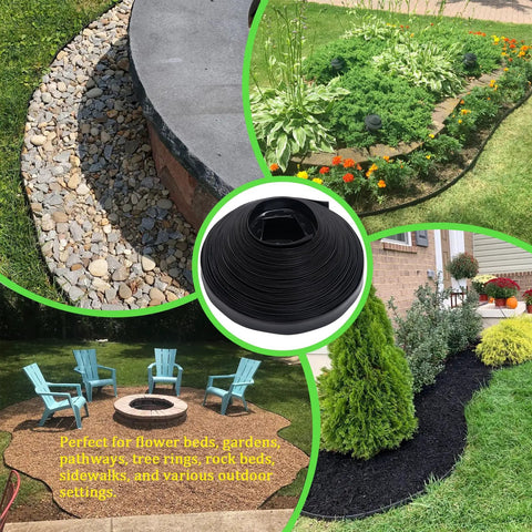2 Inch Tall Landscape Edging Kit For 100 Ft Of Lawn And Garden Border With 5 Connectors And 60 Anchoring Spikes in flower beds