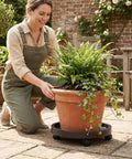 Heavy Duty Plant Caddy With Ultra Smooth Rollers, 14 Inch Round Planter Saucer for moving potted plant easily outdoors.