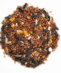 Real Deal Backyard Wild Bird Food Mix Featuring Natural Cherry Flavor And Hearty Sunflower, mixed seed blend on white background.