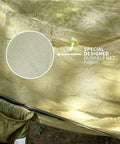 Detail of lightweight one person hammock with mosquito net, Durable 70D Nylon portable camping hammock fabric close-up