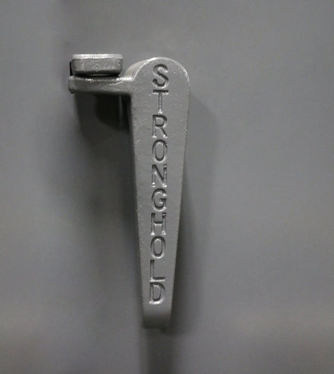 Silver handle with 'Stronghold' on Dark Gray Heavy Duty Tough As Nails Industrial Steel Cabinet With Welded Construction 12 Gauge Steel