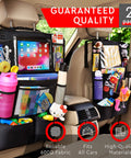 Backseat Car Organizer With Kick Mats And Tablet Holder, 9 Pocket Back Seat Protector For Kids, 2 Pack Travel Accessories in car