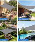 10x16 Outdoor Shade Sail Rectangle Waterproof UV Block Sun Shade For Backyard Deck Patio Garden And Outdoor Activities In Light Grey 280 GSM Polyester Delivers 98% UV Block And 90% Shade