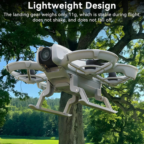 Foldable Landing Gear Kit For DJI Neo Drone with Quick Release Legs elevates 25mm shown attached in-flight outdoors
