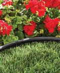 Pro Grade Landscape Edging Kit 5 Inch By 20 Foot Heavy Duty Garden Border around flower bed with vivid red flowers