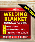 Heat Shield Welding Blanket 8x8 Ft 850GSM Fiberglass Fireproof Mat With Brass Grommets For Welding Grilling Smoking And Industrial Use Heavy Duty Sparks Protection Flame Retardant Shield