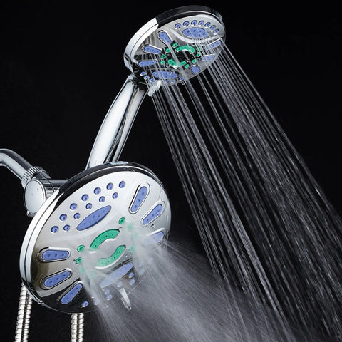 3-In-1 High-Pressure Shower Head With 48 Modes, 7-Inch Chrome Finish, Anti-Clog Microban Jets in use