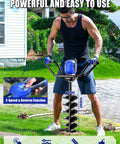 Man using 40V Brushless Cordless Earth Auger With 8 Inch Auger Bit For Fence Posts Battery And Charger Included Dig Holes Fast In The Yard With Multiple Speeds And Reverse To Make Post Holes A Breeze