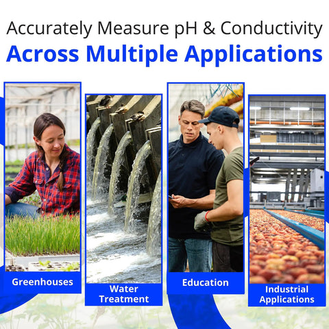 Combo Meter for PH, Temperature and Conductivity in Water With Easy Calibration used in greenhouses, water treatment, education, industrial applications