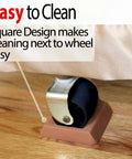 Universal Bed Wheel Stopper Set Six Pack For Furniture Casters, rubber caster cup on hardwood floor under furniture wheel.