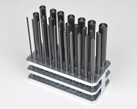 Steel Transfer Punch Set With Index Stand 28 Piece Pack For Machinists And Tool Cribs Sizes Range From 3/32 Inch To 1/2 Inch