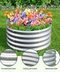 Two Pack Galvanized Round Raised Garden Bed Kit 2x2x1 Feet for veggies herbs flowers outdoor planter box, installed with flowers