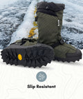 Expandable Insulated Overboots With Threaded Outsole For Everyday Footwear, 2XL, 15 Inch Height on icy road, gray