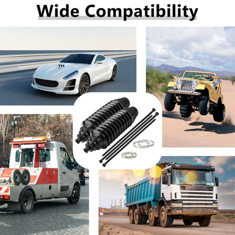 Universal Steering Rack Boot Kit DIY Friendly Pro Grade Inner Tie Rod Boots For Rack And Pinion with vehicles shown