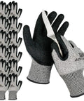 Level 5 Cut Resistant Warehouse Work Gloves Crinkle Latex Coated Palm And Fingers with Superior Power Grip, 12 pairs