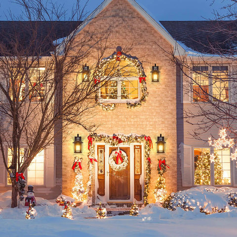 Two Pack Motion Sensor Wall Lights Dusk To Dawn Outdoor Wall Mount Oil Rubbed Bronze Front Porch Light on festive house