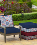 Outdoor Deep Seat Cushion Set 4 Pack 24 By 24 Inches Weatherproof and Fade Resistant Patio Cushions displayed in garden